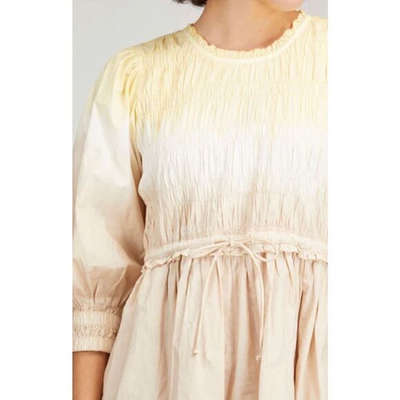 APIECE APART Aldea Smocked Mini Dress in Soft Dip Dye NWT Organic Cotton Size XS - Picture 4 of 11